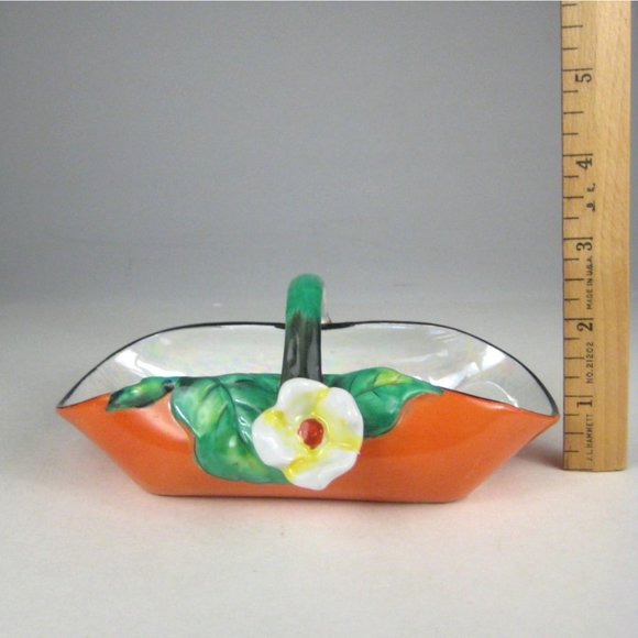 Noritake Porcelain Basket Hand Painted Japan Luster Handle Vintage Trinket 6.5 i - Picture 7 of 9